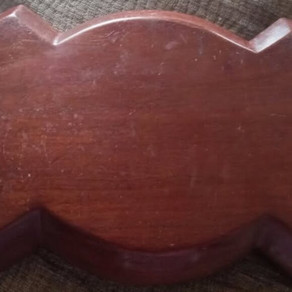 Vintage MCM Solid Mahogany Abstract Nut Bowl & Hammer Set - Hand Made In Haiti - Picture 6 of 6